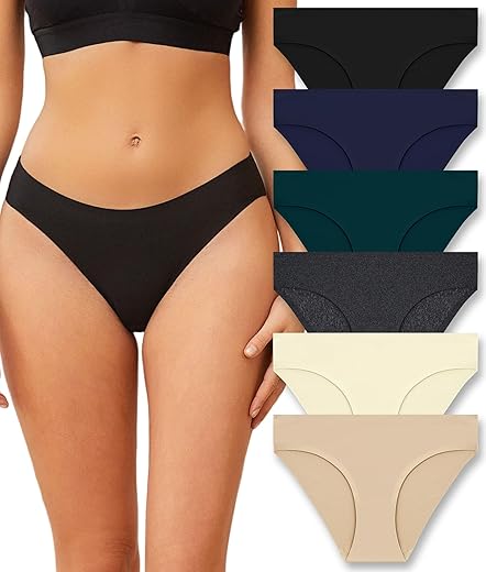 Seamless Underwear For Women Soft No Show Panties Sexy High Cut Invisible Hipster Silky Cheeky Ladies Bikini 6 Pack