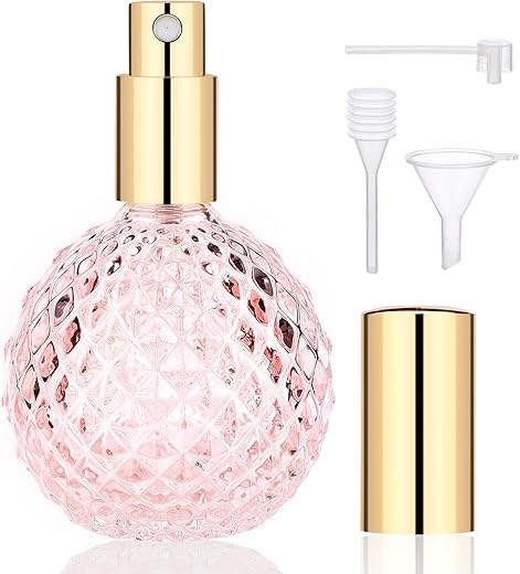 Segbeauty Vintage Perfume Bottle, 3.4Oz 100Ml Pink Spray Bottle For Perfume, Empty Refillable Glass Perfume Atomizer, Travel Cologne Dispenser Sample Containers For Liquid Cosmetic Home Decor