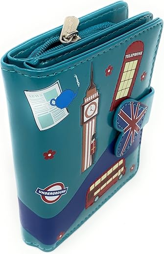 Shag Wear Streets Of London England Small Wallet For Women And Teen Girls Egan Faux Leather 4.5&Quot; Teal