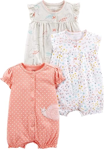 Simple Joys By Carter'S Baby-Girls 3-Pack Snap-Up Rompers