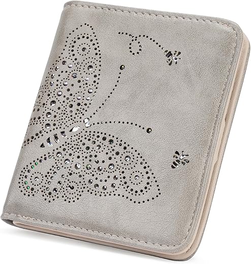 Small Rfid Wallet Women Ultra Thin Slim Womens Wallet Mini Compact Bifold Pocket Ladies Wallets For Women Gray