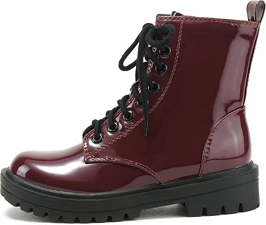 Soda Firm - Lug Sole Combat Ankle Bootie Lace Up W/Side Zipper