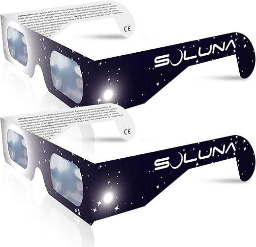 Solar Eclipse Glasses Aas Approved 2024 - Made In The Usa Ce And Iso Certified Safe Shades For Direct Sun Viewing (2 Pack)