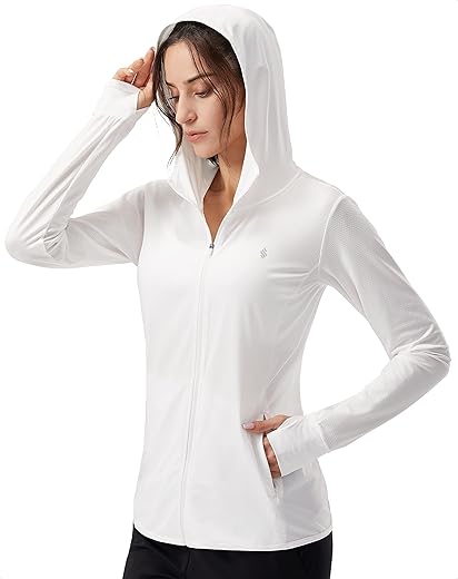 Soothfeel Women'S Upf 50+ Sun Protection Hoodie Jacket Lightweight Long Sleeve Sun Shirt For Women With Pocket Hiking Outdoor