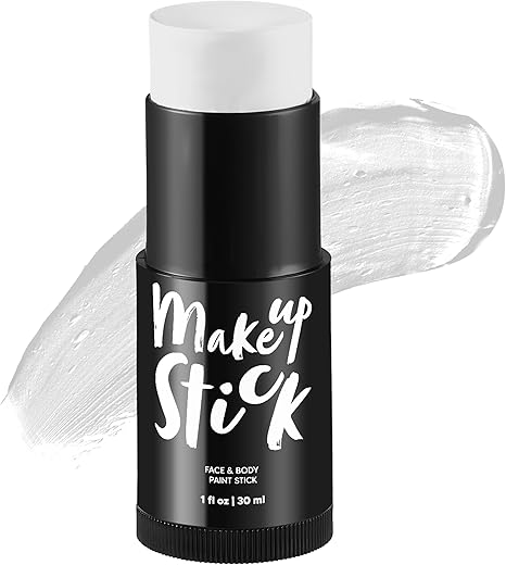 Spooktacular Creations Halloween Makeup Face And Body Paint Makeup Stick , Oily Waterproof Foundation Stick For Cosplay Zombie Skeleton Clown For Adult And Kids Party Dress Up (1 Oz, White )