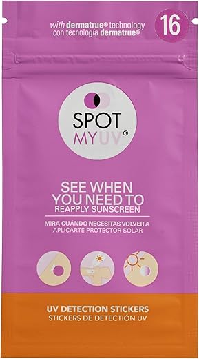 Spotmyuv Uv Detection Stickers For Sunscreen With Patented Dermatrue Spf Sensing Technology | Know When To Reapply Sunscreen To Help Prevent Sunburn - 16 Count