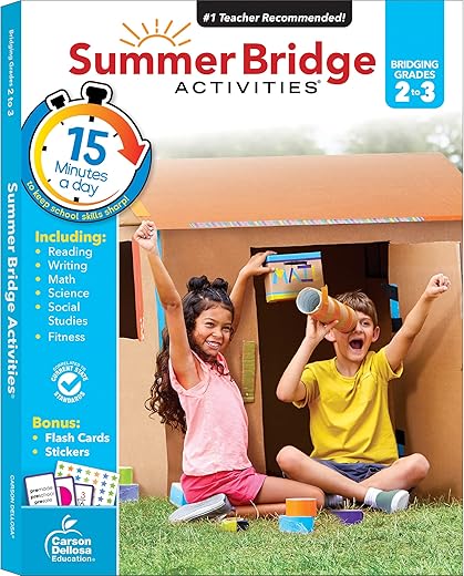 Summer Bridge Activities 2Nd To 3Rd Grade Workbook, Math, Reading Comprehension, Writing, Science, Social Studies, Fitness Summer Learning Activities, 3Rd Grade Workbooks All Subjects With Flash Cards