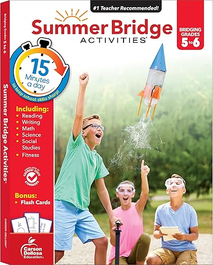 Summer Bridge Activities 5Th To 6Th Grade Workbooks, Math, Reading Comprehension, Writing, Science, Social Studies, Fitness Summer Learning, 6Th Grade Workbooks All Subjects With Flash Cards