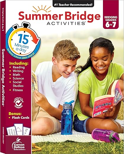 Summer Bridge Activities 6Th To 7Th Grade Workbooks, Math, Reading Comprehension, Writing, Science, Social Studies, Fitness Summer Learning, 7Th Grade Workbooks All Subjects With Flash Cards