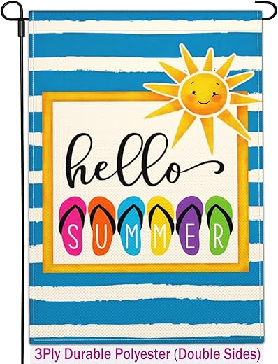 Summer Garden Flags For Outside 12×18 Inch Double Sided 3Ply Polyester Small Seasonal Welcome Summer Yard Garden Flag Outdoor Summer Decorations Farmhouse Beach Lawn Holiday Garden Flag