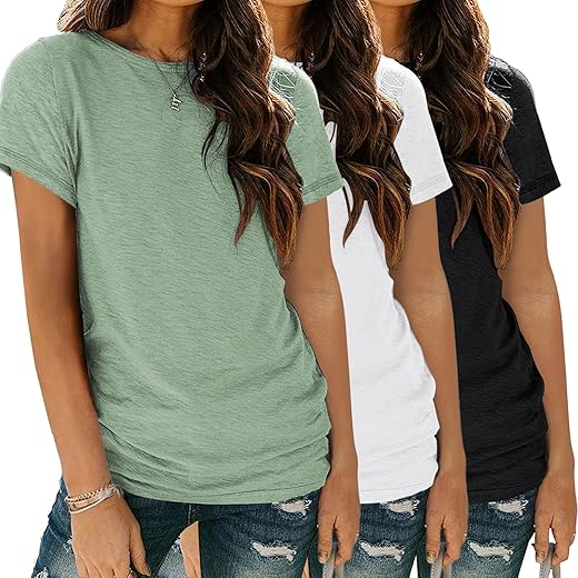 Sunbs Womens 3 Pack T Shirts Short Sleeve Tees Crewneck Fashion Basic Tops Loose Fit Casual Summer Outfits Soft Clothes 2024