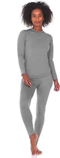 Thermajane Long Johns Thermal Underwear For Women Fleece Lined Base Layer Pajama Set Cold Weather