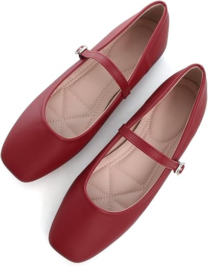 Tn Tangnest Leather Flats For Women Comfortable Square Toe Slip On Flats Soft Work Flats Retro Mary Jane Flats