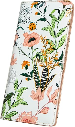 Ultra Slim Thin Leather Women Wallet Rfid Blocking Credit Card Holder Bifold Clutch (Beautiful Field Flowers)