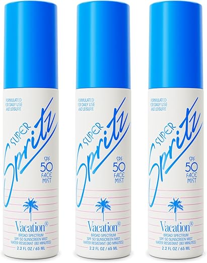 Vacation Super Spritz Spf 50 Sunscreen Face Mist 3-Pack, Daily Face Sunscreen Spray, Spf Face Spray, Sunscreen Spray For Face, Face Mist Sunscreen, 2.2 Fl. Oz. (Pack Of 3)