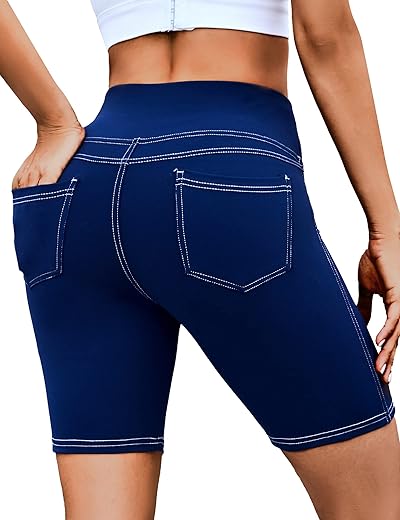 Vooveeya 5&Quot;/8&Quot; High Waisted Yoga Biker Shorts With Pockets For Women - Butt Lifting Workout Spandex Booty Gym Shorts