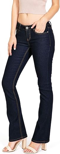 Wax Women'S Juniors Mid Waist Boot Cut Straight Jeans