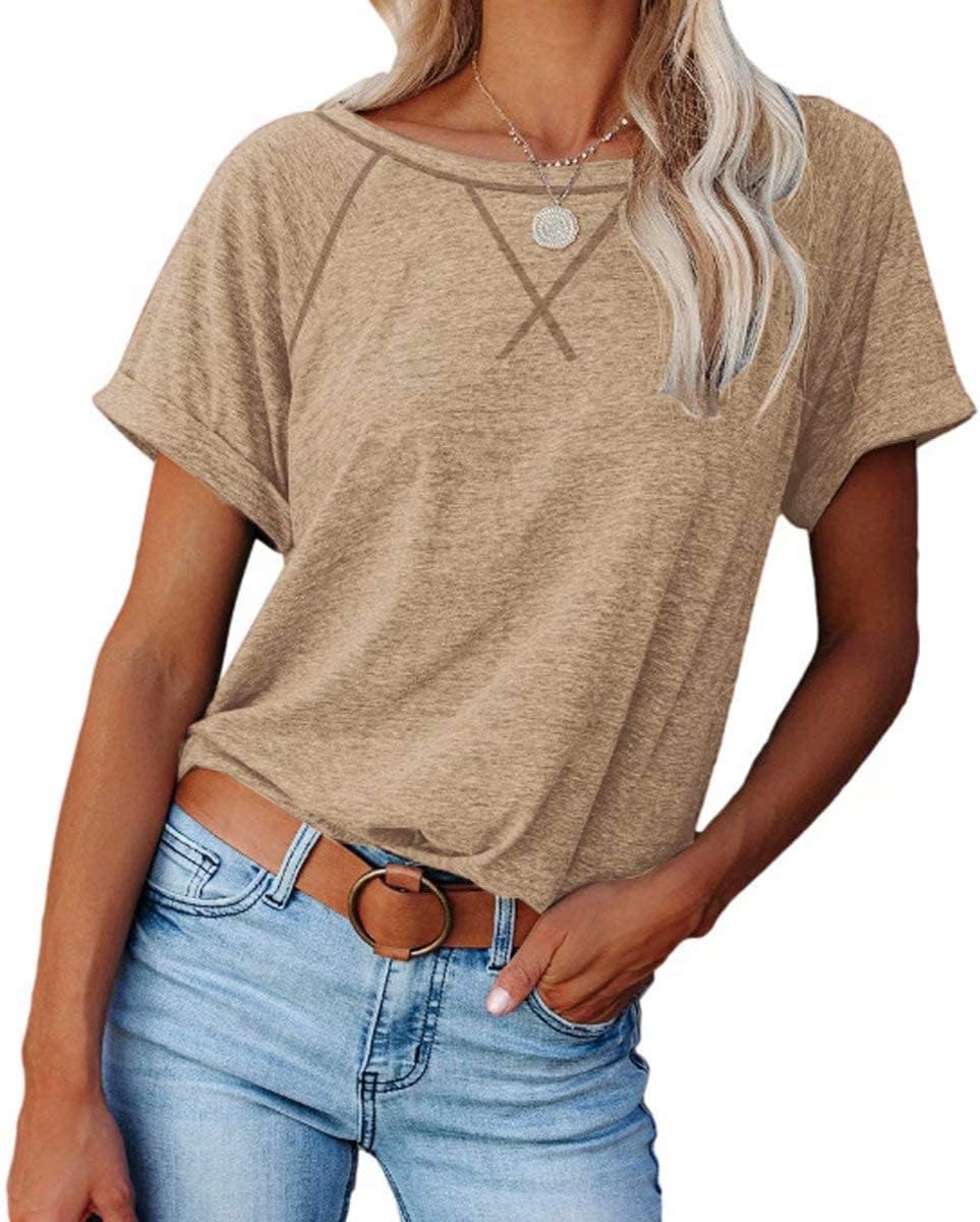 Welity Women'S Tops Short Sleeve T Shirts Crewneck Casual Loose Fit Tunic Tops