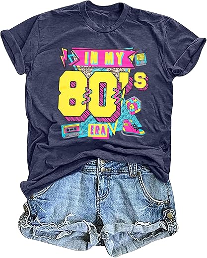 Women 80'S Shirts In My 80S Era Shirt Vintage Graphic Tee Casual 80S Party Clothes