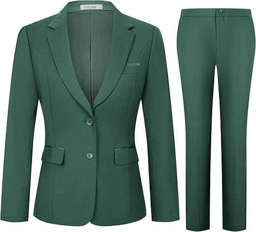 Women's 2 Piece Suit Lady 2 Button Business Work Office Slim Fit Blazer Jacket Pants Set