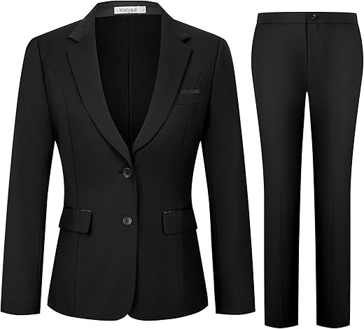 Women'S 2 Piece Suit Lady 2 Button Business Work Office Slim Fit Blazer Jacket Pants Set