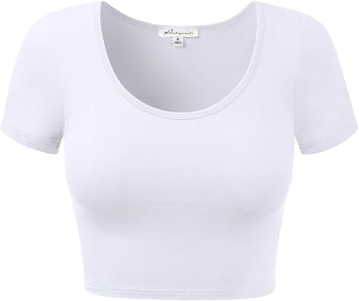 Women'S Cotton Scoop Neck Crop Tops Short Sleeve Basic Casual Shirts Tops