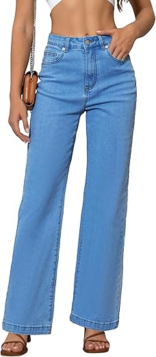 Womens Jeans Mid Waisted Straight Leg Loose Stretchy Lightweight Tummy Control Trendy Jeans For Women 2024