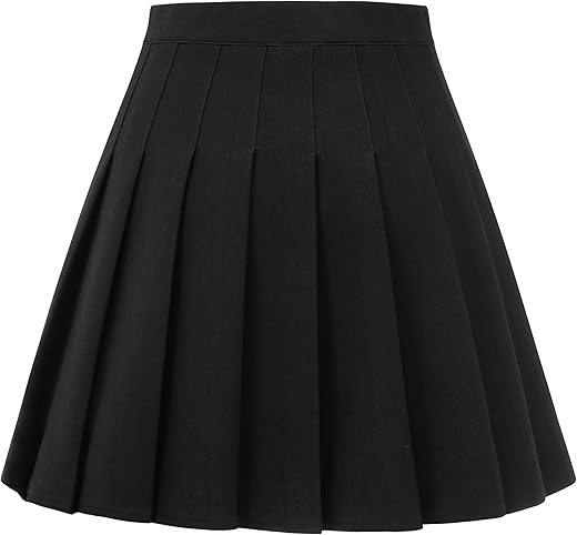 Womens Stretchy Pleated Mini Skirt Comfort High Waist Cheerleader School Uniform Skirt