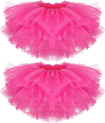 Zhanmai 2 Pack Tutu Skirt Women Adult Classic Elastic Skirt 5 Layered Tutu Christmas Tulle Skirt Short Lady 80'S Dance Skirt