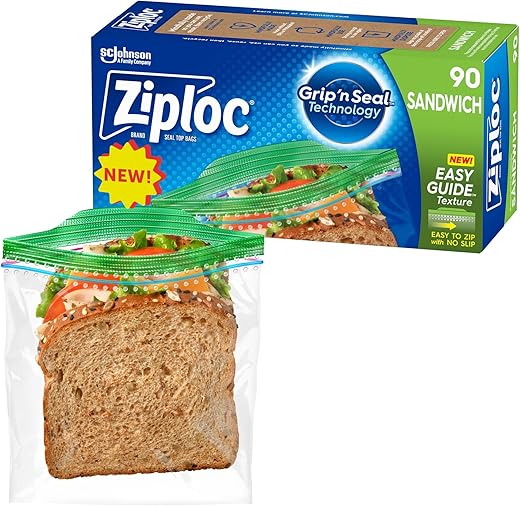 Ziploc Sandwich Bags, Easy Open Tabs, 90 Count, Clear