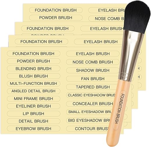 210 Pcs Makeup Brush Label Stickers,Waterproof Brush Name Labels,Self-Adhesive Foundation Brushes Labels For Beauty Salon And Personal Use(Clear,10 Sheets)