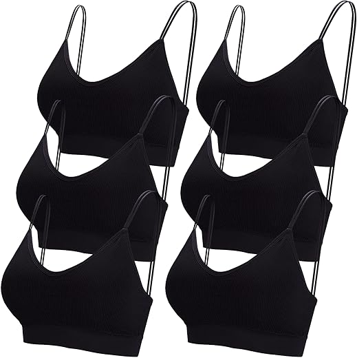 Bqtq 6 Pcs V Neck Bralettes For Women Padded Bralette With Straps Seamless Bra