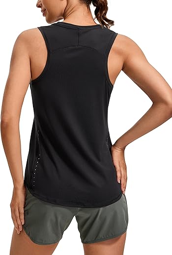 Crz Yoga Lightweight Tank Top For Women Racerback Sleeveless Workout Tops High Neck Athletic Running Shirts