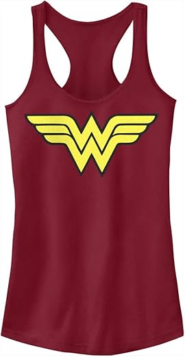 Dc Comics Women'S Woman Wonder Emblem Slim Fit, Scoop Hem Racerback Tank