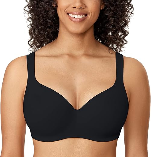 Delimira Women'S Balconette Bra Plus Size Full Coverage Tshirt Seamless Underwire Bras Back Smoothing