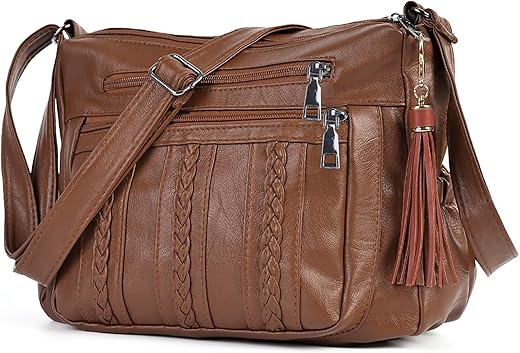 Elda Purses For Women Pocketbooks Soft Pu Leather Ladies Crossbody Purse Multi Pocket Shoulder Bag