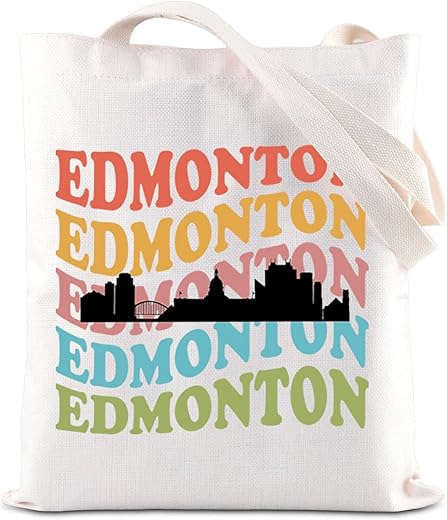 Ensianth Edmonton Skyline Tote Bag Edmonton Alberta Canada Trip Gift National Pride Gift Edmonton Travel Souvenir Gift