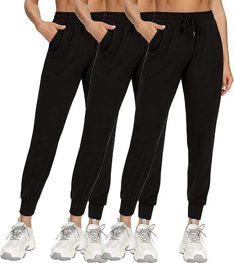 Fullsoft 3 Pack Sweatpants For Women-Womens Joggers With Pockets Athletic Leggings For Workout Yoga Running