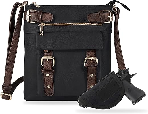 Jessie &Amp; James 2 Toned Belt Concealed Carry Crossbody Bag With Lock And Key