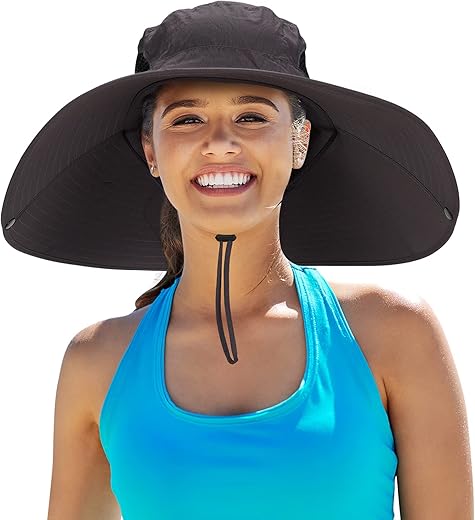 Leotruny Women Super Wide Brim Sun Hat Upf50+ Waterproof Bucket Hat For Fishing, Hiking, Camping