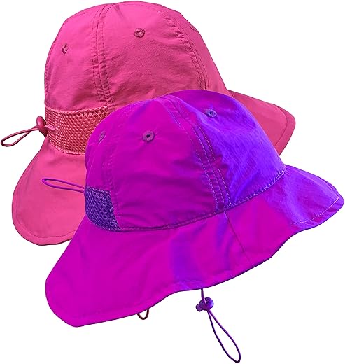 N'Ice Caps Kids Sun Hats Upf 50+ Uv Protection 2-Pack Boys Girls Toddler Adjustable Mesh Lined