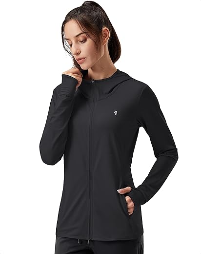 Soothfeel Women'S Upf 50+ Sun Protection Hoodie Jacket Lightweight Long Sleeve Sun Shirt For Women With Pocket Hiking Outdoor