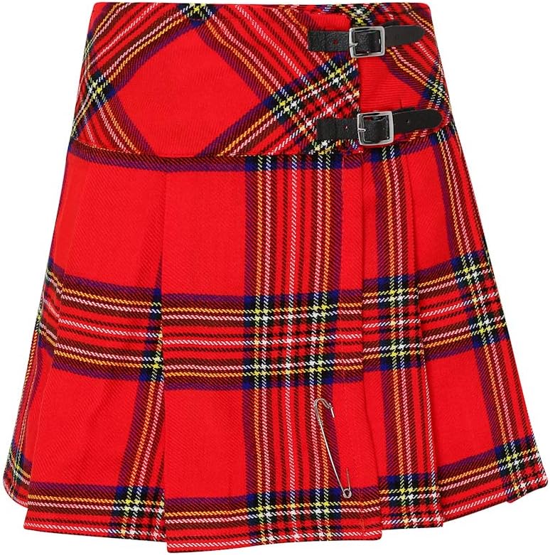 Tartanista Womens 16.5 Inch Plaid Mini Kilt Billie Skirt Leather Buckled Straps