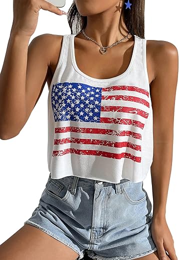 Women'S Red White And Blue Shirts Patriotic Tops American Flag Crop Tops For Teen Girls